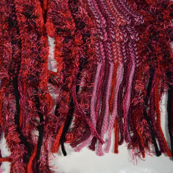 New 80" Scarf Pink & Black Eyelash Yarns Knitted Collection Eighteen 8" Fringe - Picture 6 of 8
